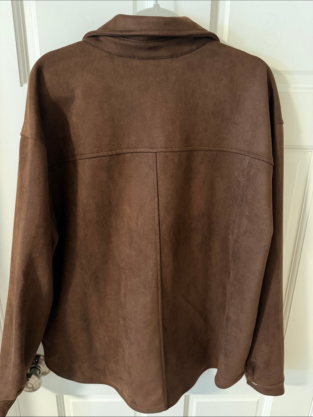 Jane & Delancey Oversized Faux Suede Button Up Shirt Jacket Shacket Brown XL - Picture 5 of 5